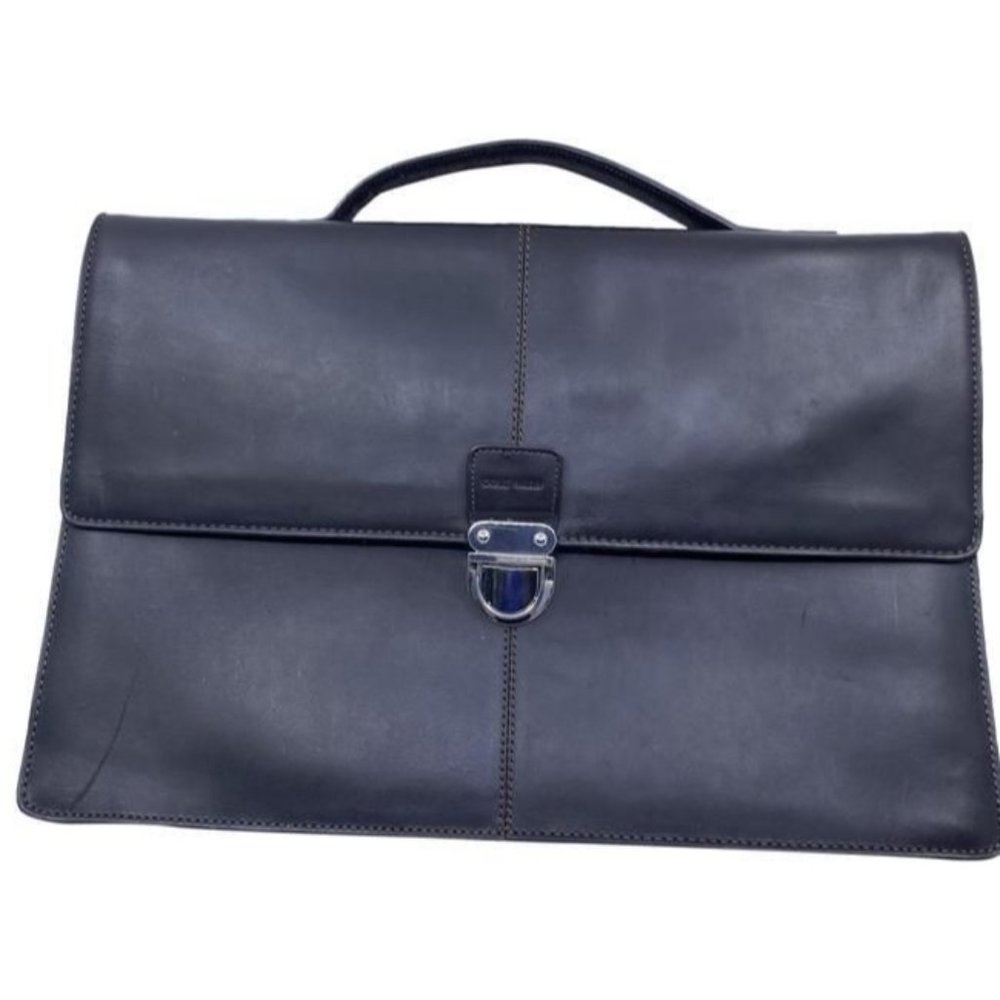 Cole Haan Briefcase Black Leather Messenger Bag